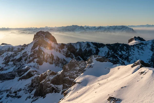 Malebný Východ Slunce Nad Alpsteinem Altmannem Popředí — Stock fotografie