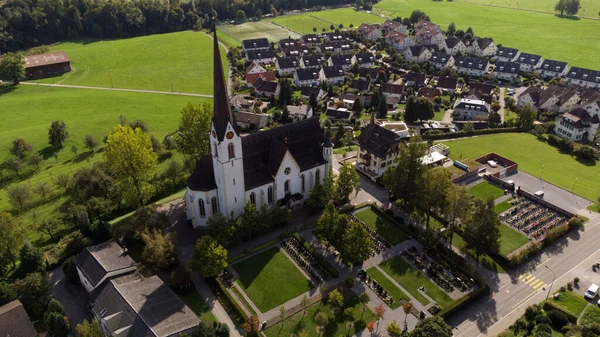 Luchtfoto Van Een Kerk Ebringen Baden Württemberg Zuid Duitsland — Stockfoto