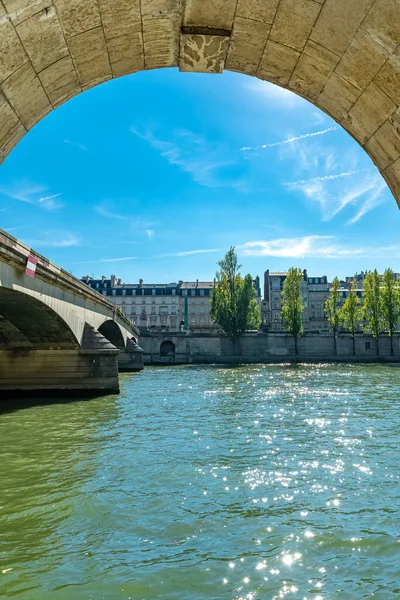 Paris Vista Para Ponte Carrossel Sena Com Belos Edifícios Segundo — Fotografia de Stock