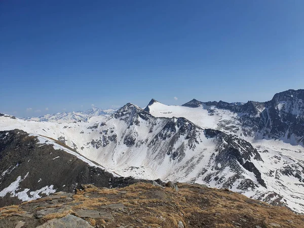 Tiro Aéreo Belas Montanhas Inverno Sonnblick Áustria — Fotografia de Stock