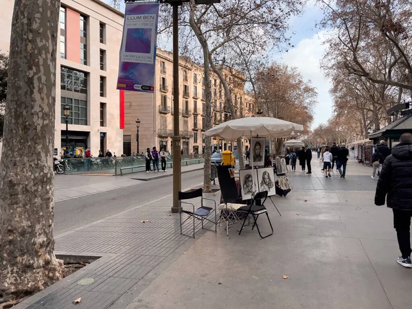 Människor Går Allmän Gata Barcelona — Stockfoto