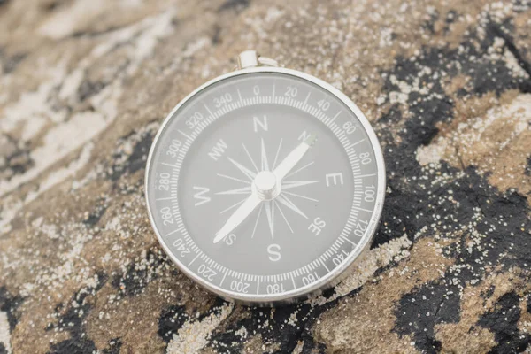 Compass Beautifully Colored Rock Beach Sand — Stock Photo, Image