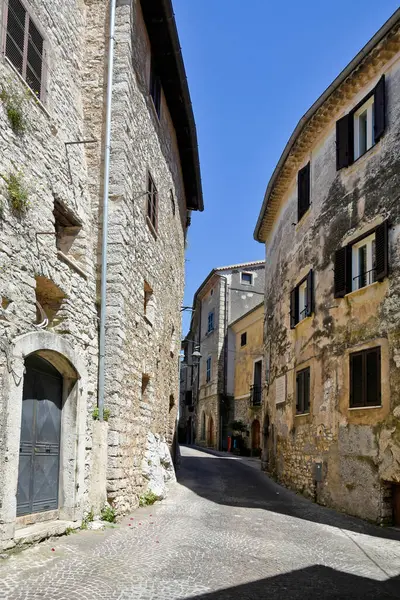 Une Rue Étroite Entre Vieux Bâtiments Médiévaux Bracciano Latium Italie — Photo