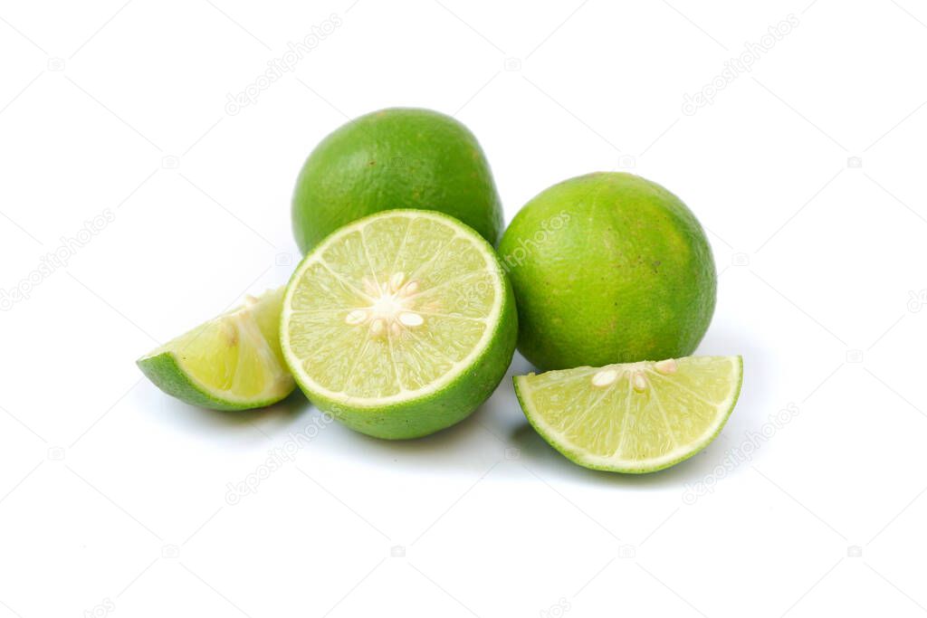 A green lime stock with white background
