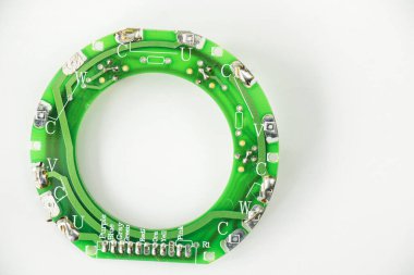 Mikroişlemci ve mikroçiplerin yakın çekimi, anakart arka planı ve elektrik parçalarının dokusu