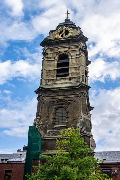 Der Alte Glockenturm Saint Catherine Der Innenstadt Von Brüssel Belgien — Stockfoto