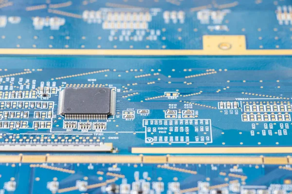 Close Uma Placa Mãe Eletrônica Microchip Processador Isométrico — Fotografia de Stock