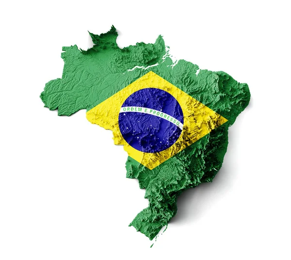 Трехмерная Иллюстрация Бразилии Топографическая Карта Трехмерная Реалистичная Карта Бразилии Изолирована — стоковое фото