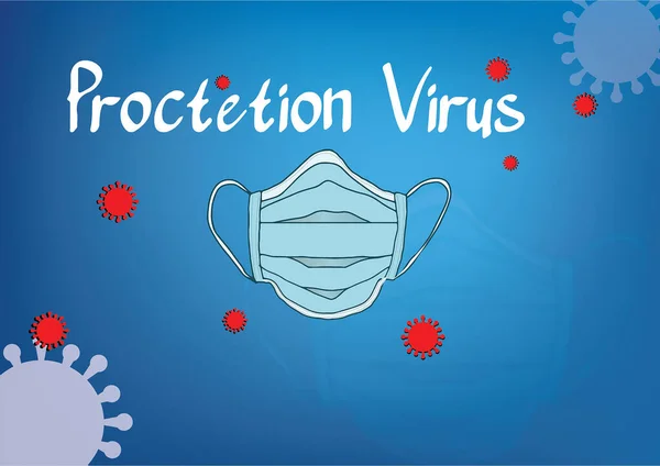 The digital illustration of a face mask on blue background. Coronavirus, covid concept.