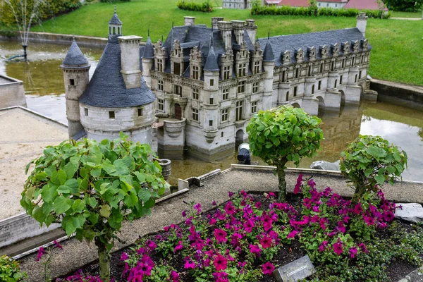 Chateau Chenonceau Loire Valley Frankrig Mini Europa Bruxelles Belgien - Stock-foto