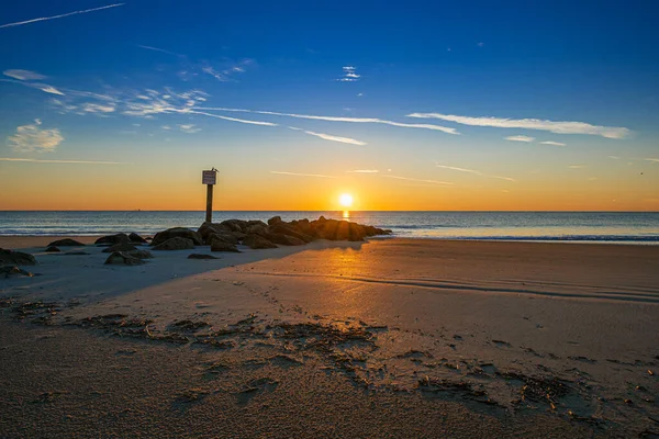 Une Belle Vue Sur Coucher Soleil Île Tybee Géorgie — Photo