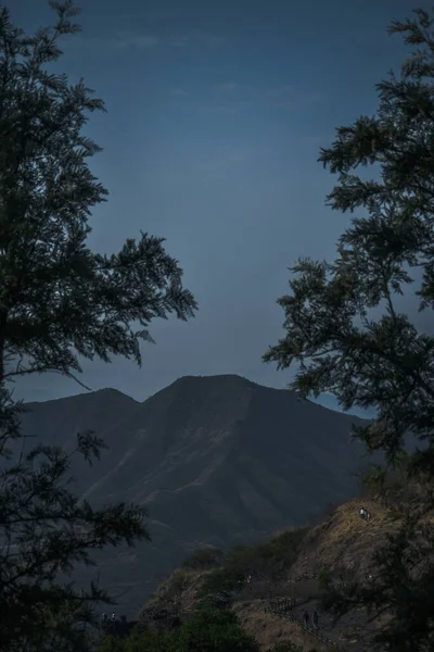 Plano Vertical Cadenas Montañosas Vistas Través Árboles — Foto de Stock