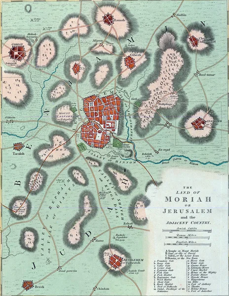 Mapa Vintage Jerusalém Com Linhas Geografia Para Século — Fotografia de Stock