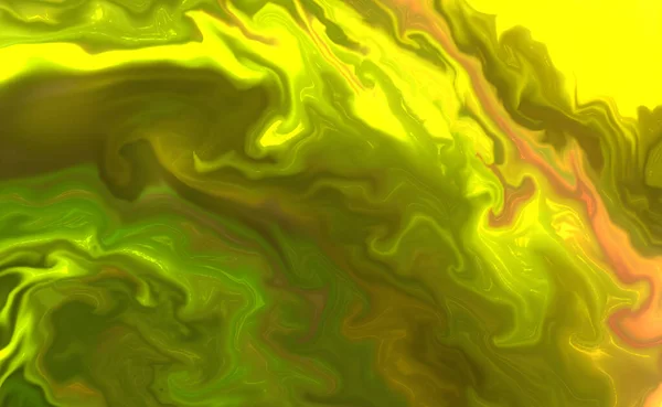 Pintura Acrílica Verde Amarilla Con Forma Ondulada Fluida —  Fotos de Stock