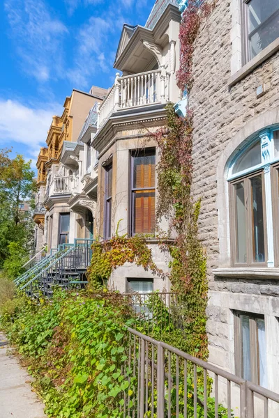 Wiktoriańska Fasada Domu Montrealu Kanadzie — Zdjęcie stockowe