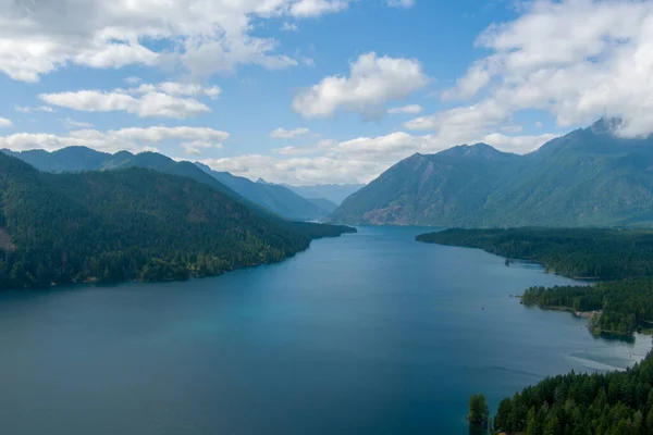 Panoramic View Lake Cushman Olympic Mountains Washington State August 2021 — Stock Photo, Image