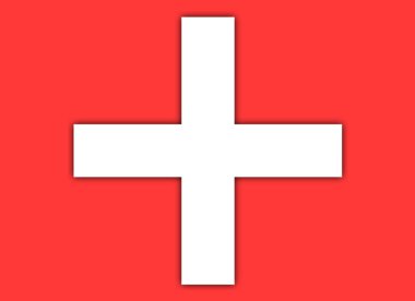 Kırmızı arkaplanda beyaz bir haç