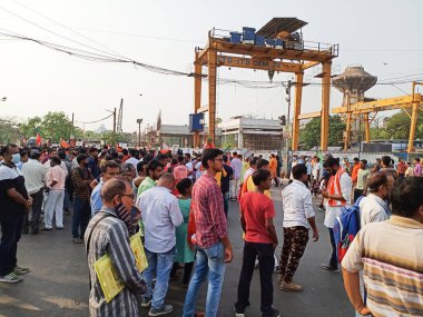 KOLKATA, Batı BENGAL, INDIA - 28 Mart 2022: Bengal BJP, Rampurhat, Birbhum 'lu Boktai' de katliam için Pazartesi günü Kolkata 'da bir mitinge seslendi..