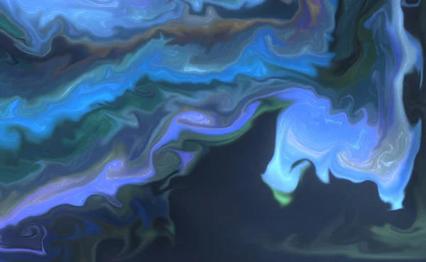 Una Pintura Acrílica Azul Con Formas Onduladas Fluidas —  Fotos de Stock