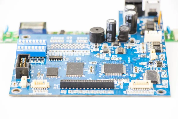 Close Uma Placa Mãe Eletrônica Processador Isométrico Microchip — Fotografia de Stock