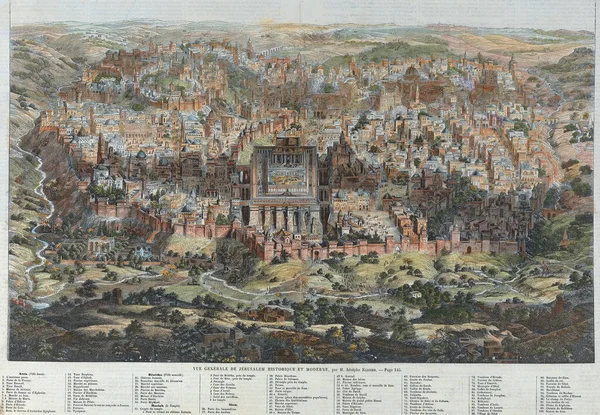 Mapa Vintage Jerusalém Com Edifícios Históricos Para Século — Fotografia de Stock