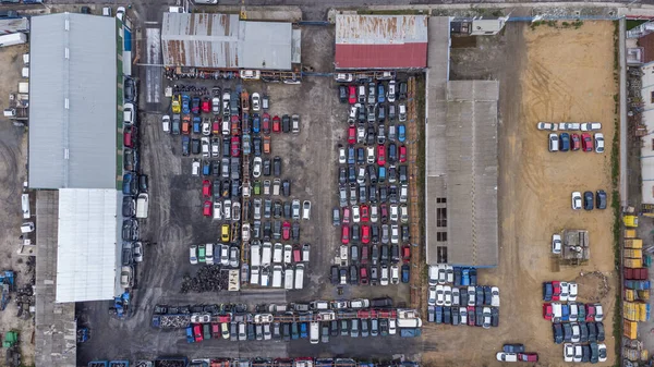 Вид Зверху Барвисті Припарковані Автомобілі — стокове фото
