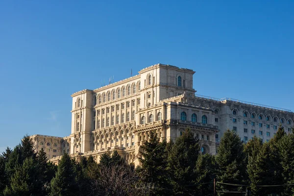 Palazzo Del Parlamento Notte Bucarest Romania — Foto Stock