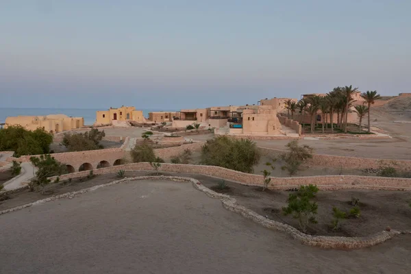 Uma Vista Panorâmica Das Casas Pedra Marsa Alam Egito Pôr — Fotografia de Stock