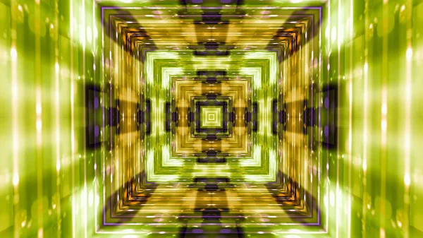 Illustration Square Kaleidoscope Pattern Green Yellow — Stock Photo, Image