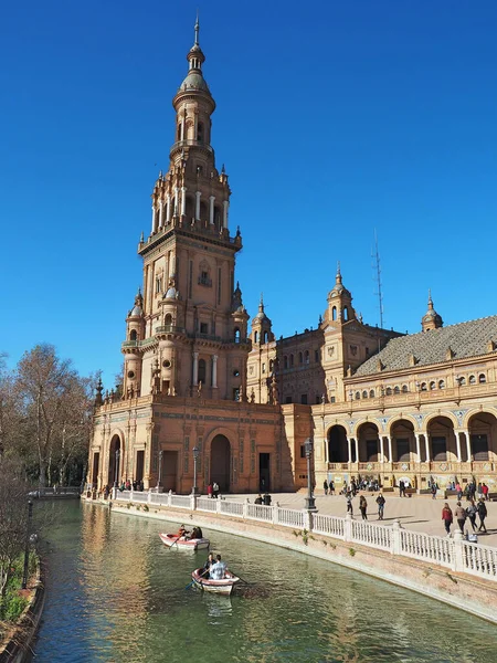 Ein Platz Sevilla Spanien Einem Schönen Sonnigen Tag Mit Blauem — Stockfoto