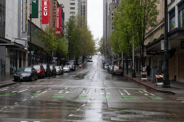 Una 5Th Avenue Vuota Pike Street Durante Isolamento Covid Seattle — Foto Stock