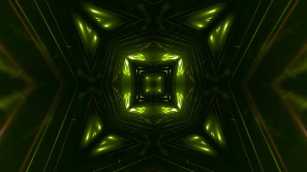 Egy Négyzet Alakú Kaleidoszkóp Minta Illusztrációja Zöld Fekete — Stock Fotó