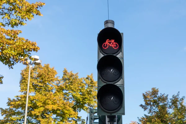 A red bicycle traffic light