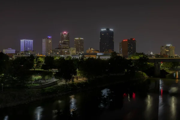 Uma Bela Vista Noturna Centro Little Rock Arkansas — Fotografia de Stock