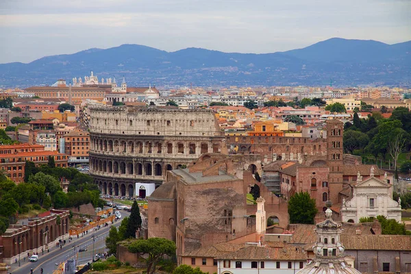 Flygfoto Över Rom Med Forum Romanum Och Colosseum Från Vittoriano — Stockfoto