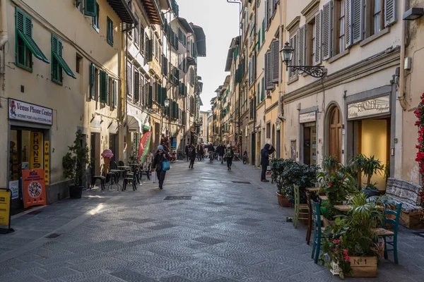 Pessoas Andando Rua Florença Durante Inverno — Fotografia de Stock