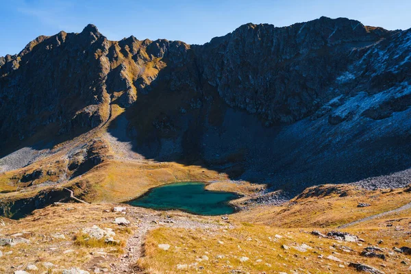 Hermosa Vista Herzsee Heart Lake Montañas Hochjoch Austria — Foto de Stock