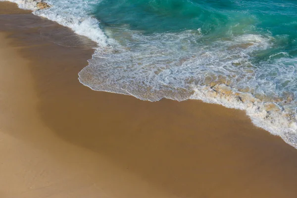 Aerial Shot Sandy Beach Blue Water Ebb Flow Sunny Day — Stock Photo, Image