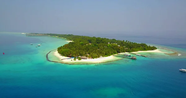 Drone Shot Small Green Island Turquoise Water Maldives Asia — Stock Photo, Image