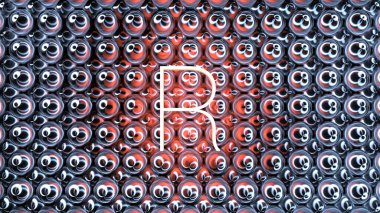 Soyut, pürüzsüz bir arkaplanda izole edilmiş neon bir mektubun çizimi