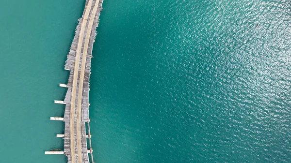 Aerial View Wooden Pathway Beautiful Clear Water — Stock Photo, Image