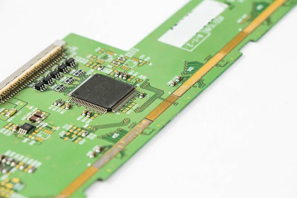 Primer Plano Microchip Electrónico Del Procesador Isométrico Placa Base Sobre —  Fotos de Stock