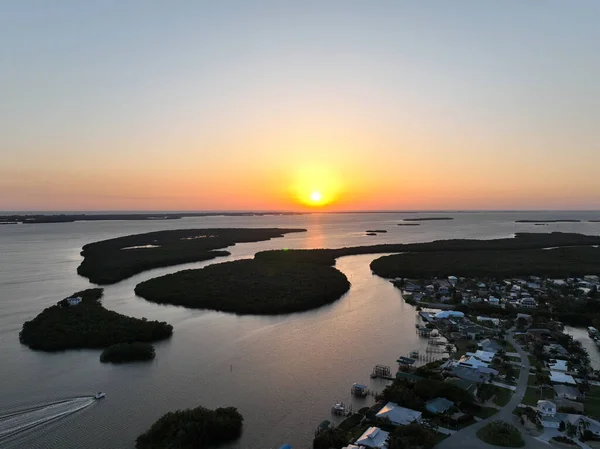 Aerial View Greenery Islands Sunset — Stock Photo, Image