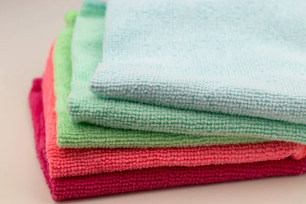 Zbliżenie Ujęcia Kolorowe Ręczniki Kuchenne Sprzątanie — Zdjęcie stockowe