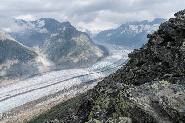 Una Vista Carretera Glaciar Aletsch Valais —  Fotos de Stock