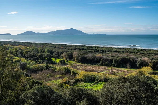 Scenic Coastal Landscape Ischia Island Viewed Cumae Archaeological Park Pozzuoli — Stock Photo, Image