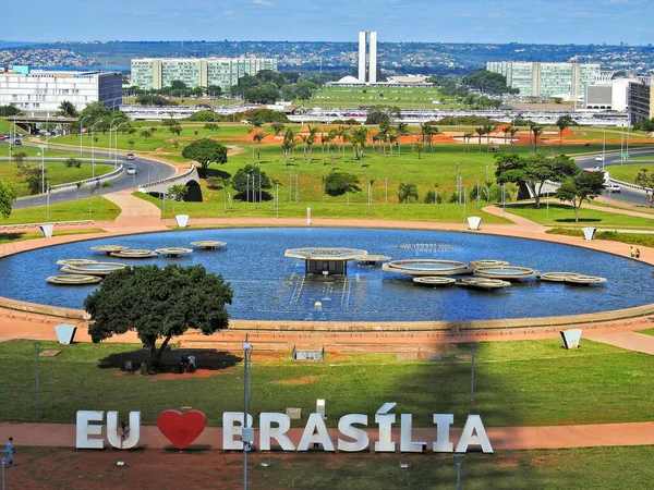 Uma Bela Vista Centro Cidade Brasília Vista Torre Televisão Com — Fotografia de Stock