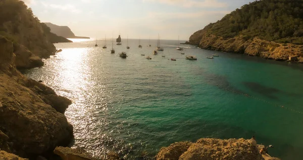 Vista Para Pôr Sol Ibiza Espanha — Fotografia de Stock