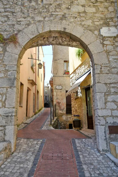 Street Old Medieval Stone Buildings Historic Town Lazio Region Italy — Stock Photo, Image