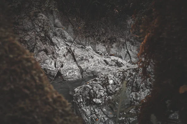 Une Vue Sur Petite Rivière Qui Coule Travers Les Rochers — Photo